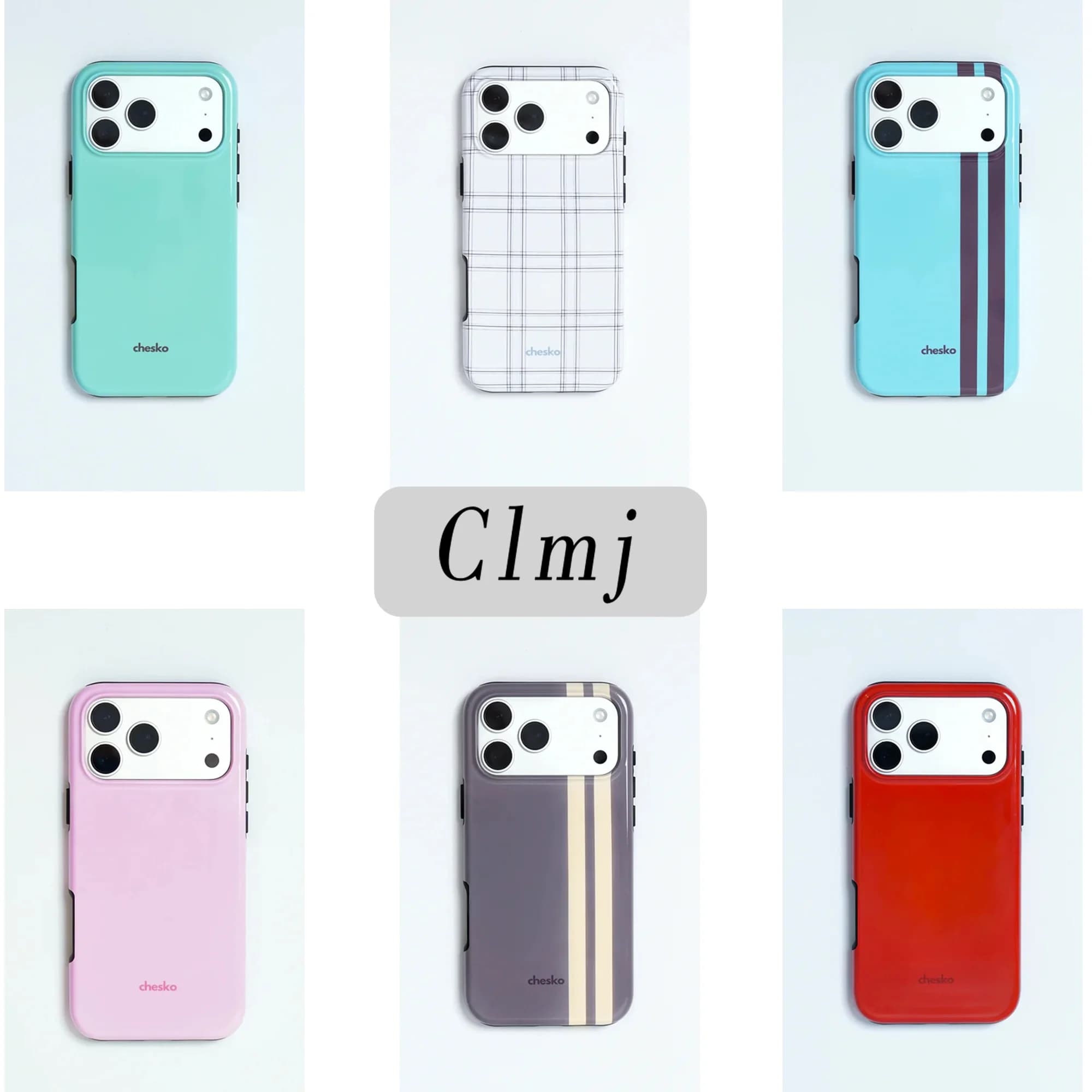 Custodia per telefono di lusso Clmj PLAID per iPhone 17 16 15 14 13 12 11 Air Pro Max X XS XR XSMax 7 8 Plus, cover rigida in PC lucido