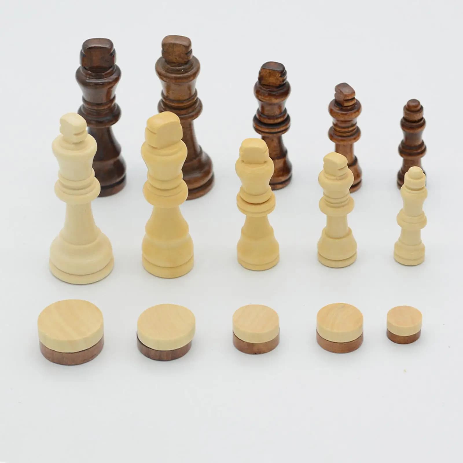 Strategy Board Game Set Folding Wooden Chess Checkers Backgammon with Storage for Family Trips