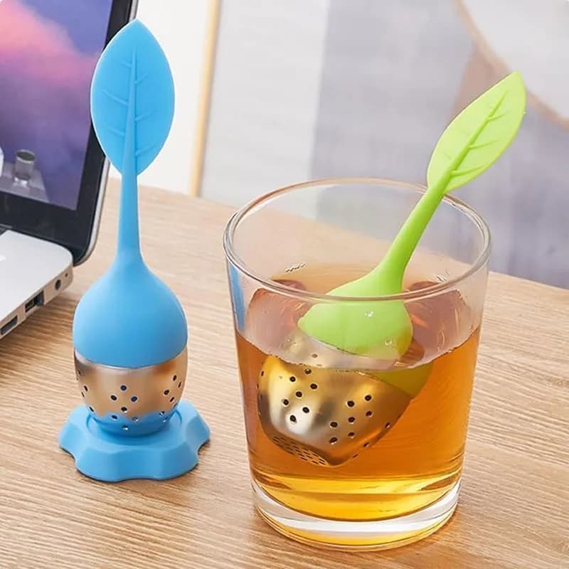 Set da tè in foglie in acciaio inossidabile, manico in silicone resistente alle alte temperature, filtro per caffè riutilizzabile con filtro per spezie e colino da tè