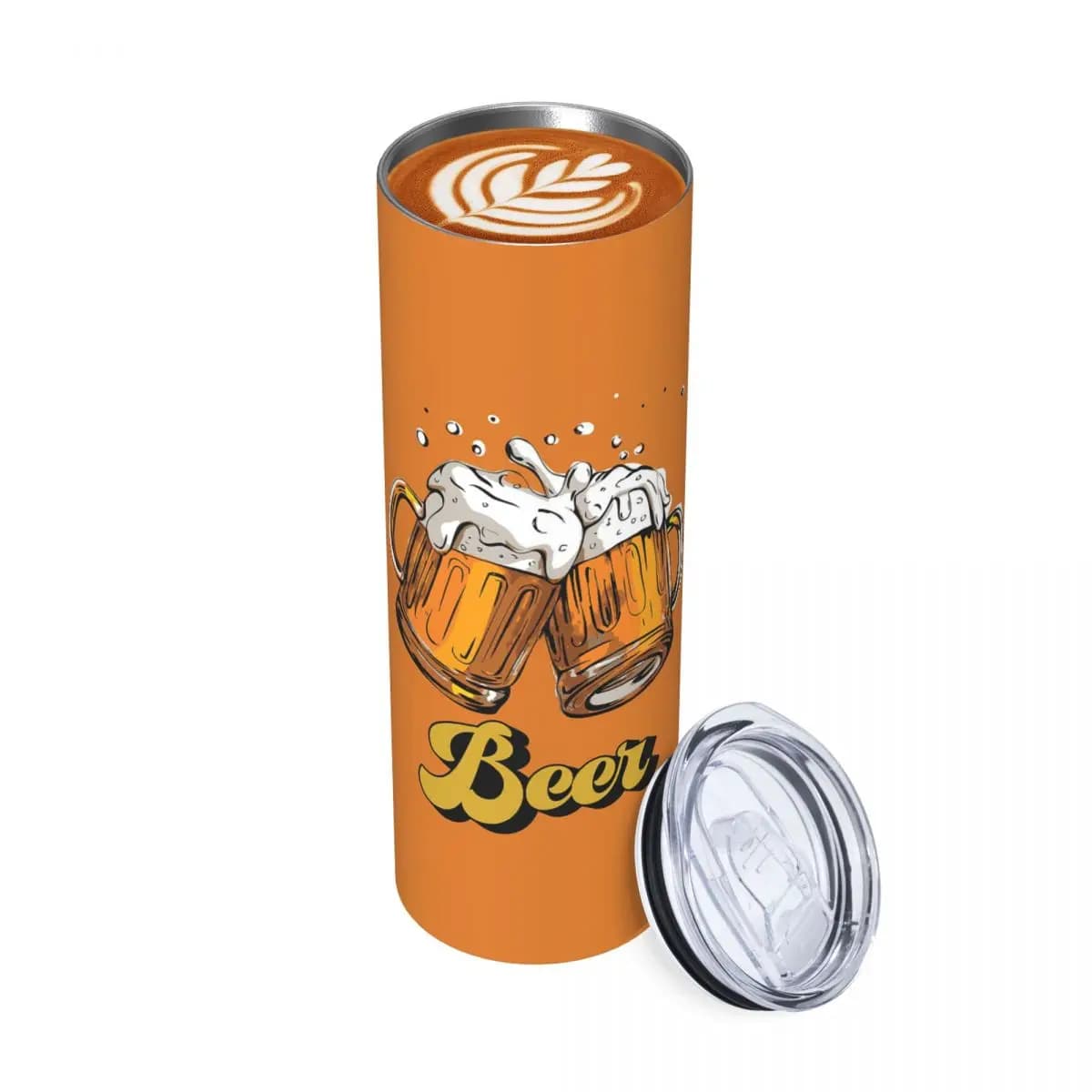 Bicchiere da birra in acciaio inossidabile, tazza termica sottovuoto, tazza termica fredda, cannuccia con coperchio, 20 once