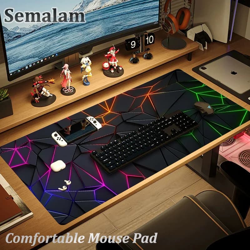 Tappetino da Scrivania XXL per Gaming, Base in Gomma Antiscivolo, Bordi Cuciti, per PC, Laptop, Tastiera e Mouse, Durevole per Ufficio e Giocatori