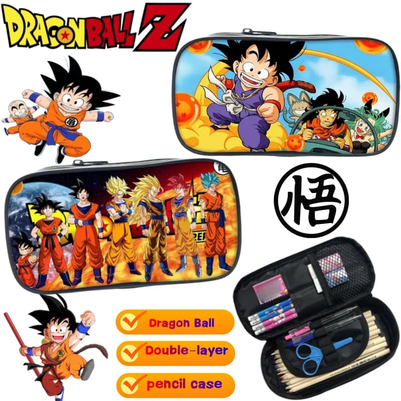 Dragon Ball Son Goku Vegeta stationery box creative high-value print large capacity portable double-layer student pencil case