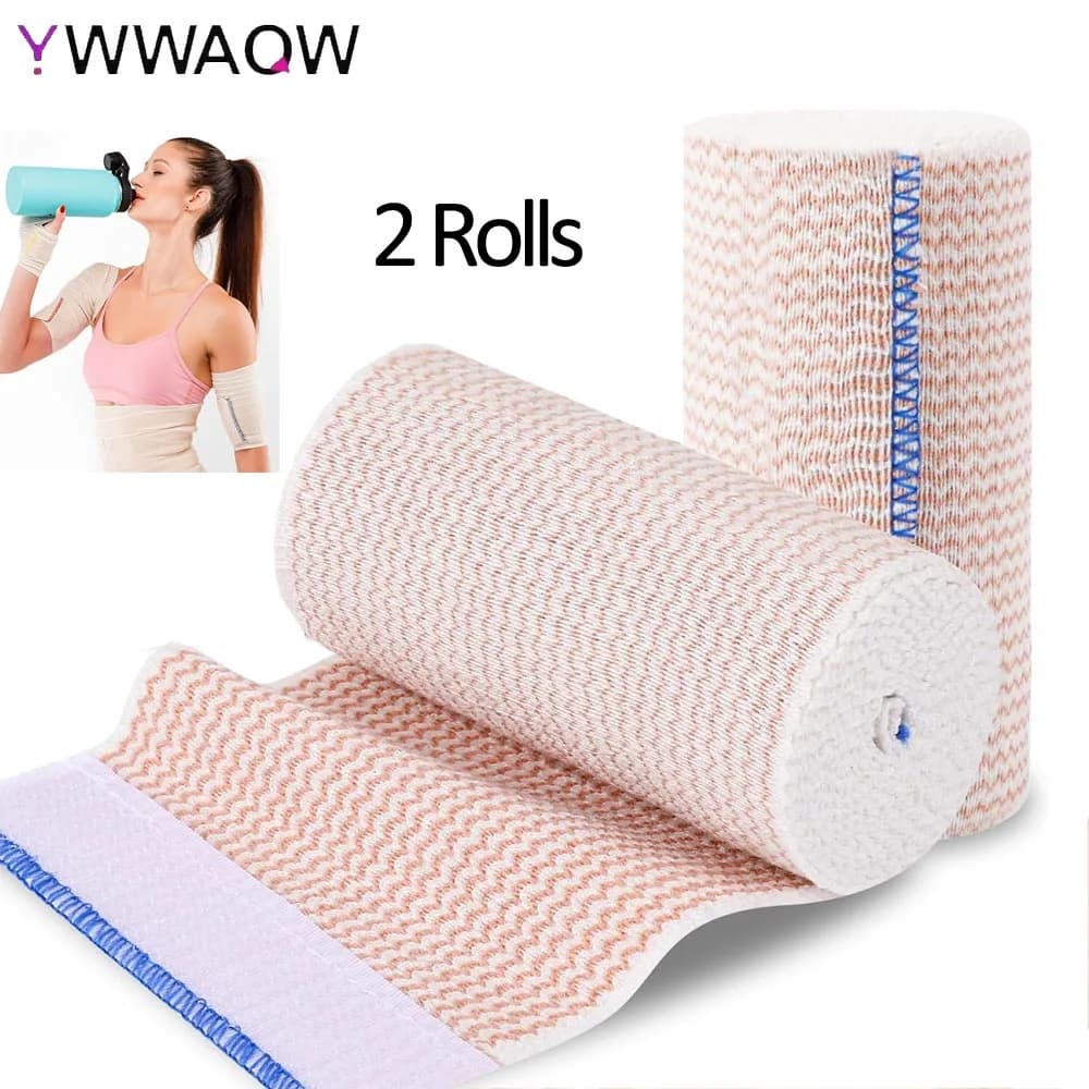 Confezione da 2 fascette elastiche, bendaggi a compressione per gambe, caviglie, ginocchia, pancia, corpo, fasce per linfedema per gambe, senza lattice