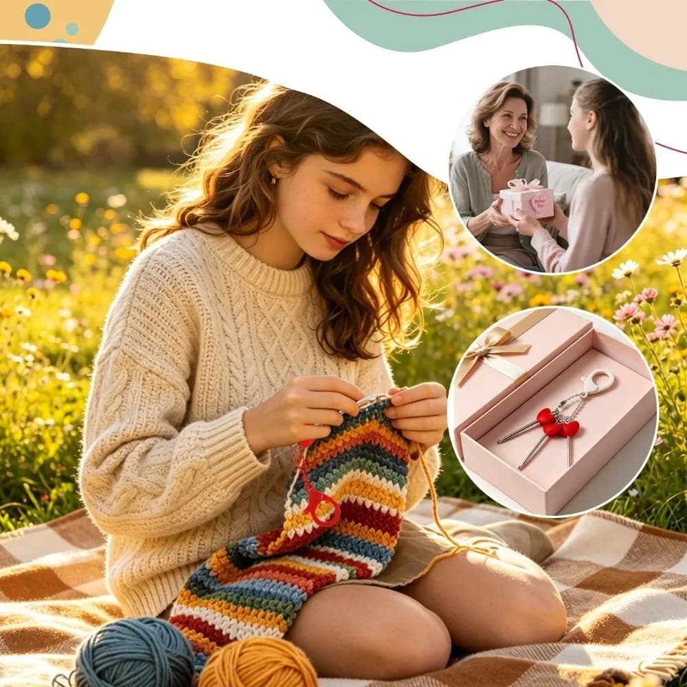 3Pcs/Set Red Heart Handle Mini Crochet Hooks Lightweight Keychain Keyring Crochet Keychain Portable Travel Crocheter Tool
