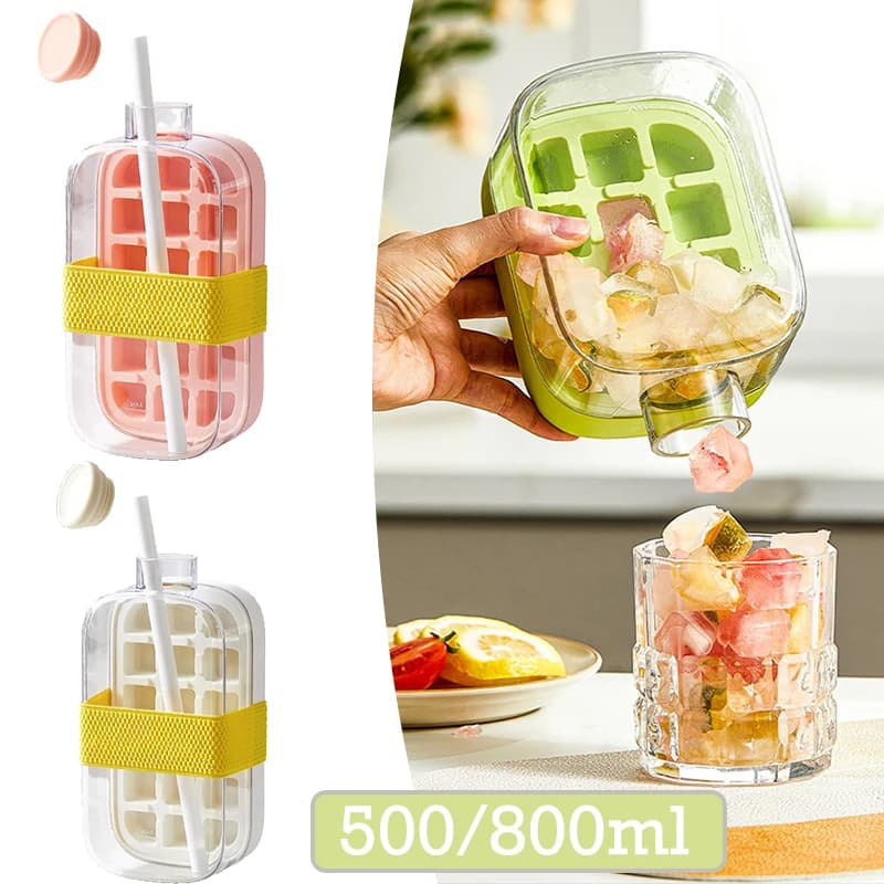 500/800ML Tazza di Ghiaccio con Pressa di Paglia Stile Stampo di Ghiaccio Vassoio per Cubi di Ghiaccio Per La Casa FAI DA TE Strumento di Bere Freddo Sport All'aria Aperta tazza di acqua di paglia