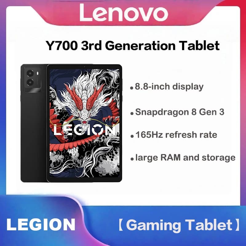 Tablet Lenovo Legion Y700 3a Generazione, Schermo da 8,8 Pollici 165Hz ad Alto Refresh Rate, Chip Snapdragon, Versione WiFi, Standard Ufficiale per E-Sports