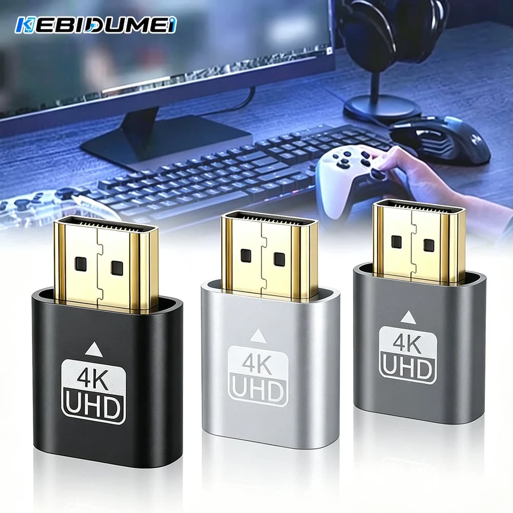 KEBIDUMEI 10Pcs 4K HDMI Virtual Display Adapter Dummy Plug DVI VGA Headless Ghost Display Emulator Video Card Lock Plate