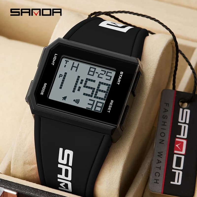 SANDA 9003 Orologio digitale da uomo di marca Cronografo Sport Bracciale elettronico 30M Orologio da polso da uomo impermeabile Sveglia Orologi da uomo
