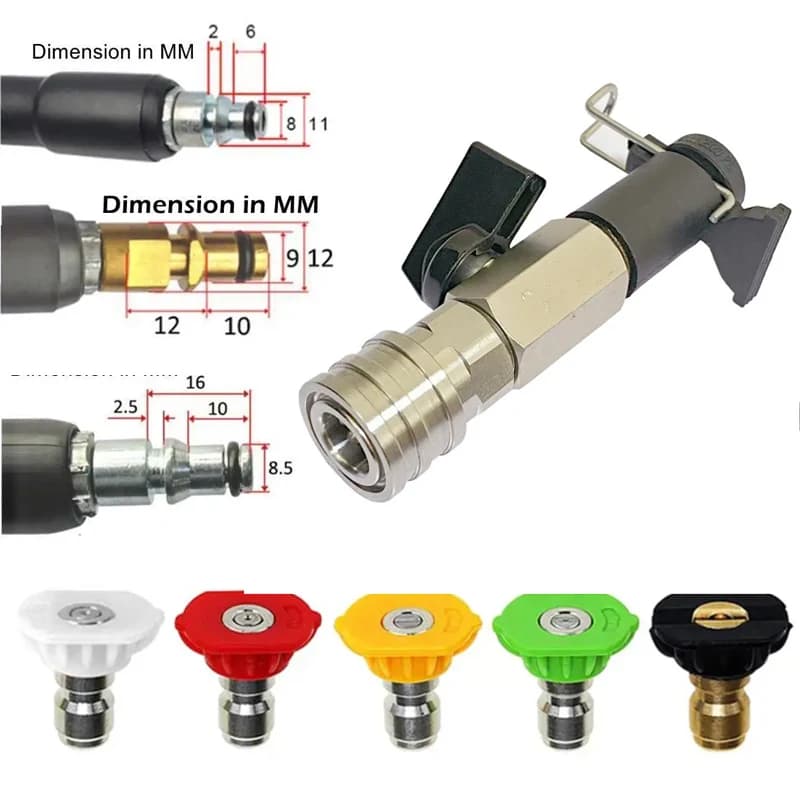 1/4 Inch Quick Connect High Pressure Wash Ball Valve Kit, On/Off Control Switch Direct Fitting for Karcher Lavor Stihl Nilfisk