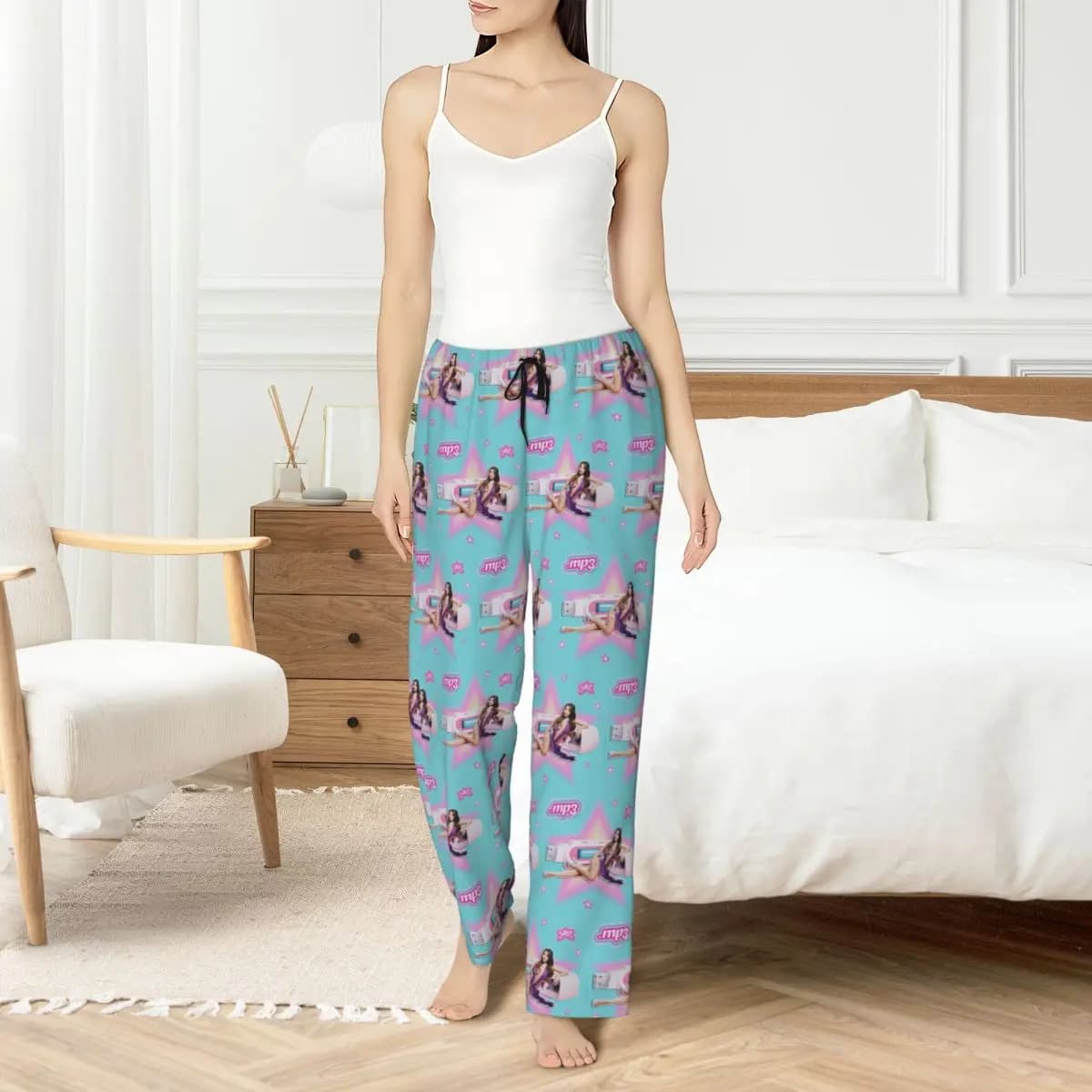 E-Emilia Mernes custom women's pajamas trousers with print night trousers with pockets
