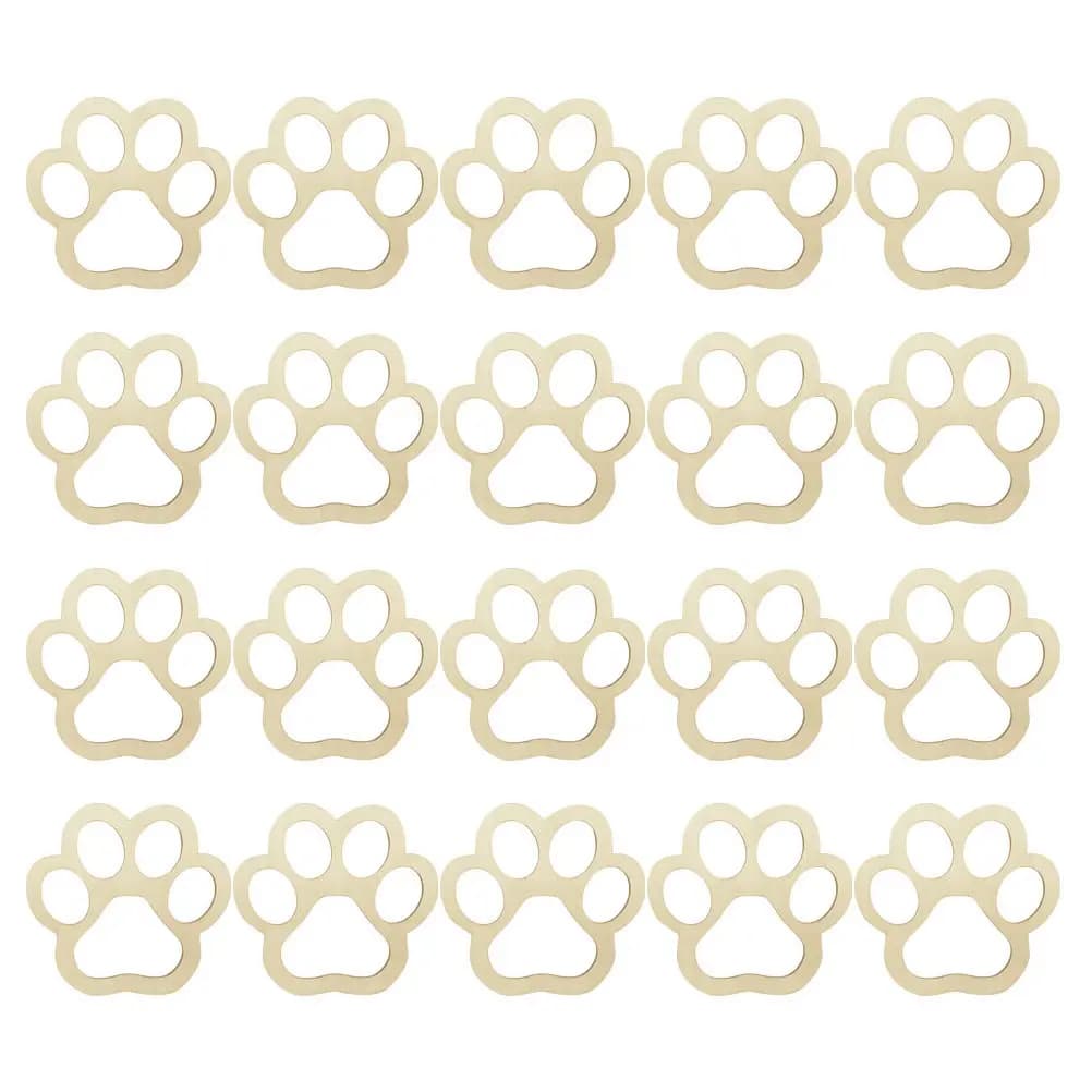 30 Pezzi di Silhouette di Zampe di Cane in Legno Grezzo per Artigianato, Cucito, Applicazioni, Ricamo, Decorazioni per Feste di Animali Domestici, Kit e Accessori per Lavori Creativi