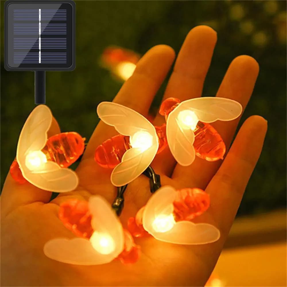 Nuove Luci a LED Solari a Forma di Ape da 20/50/100 LED, Luci Fatate a Stringa per Esterni, Giardino, Recinzione, Patio, Matrimoni, Ghirlande Luminose