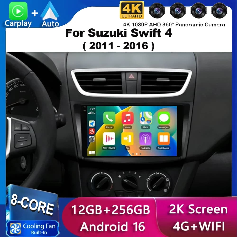 Android 15 Carplay Auto Autoradio Per Suzuki Swift 4 2011 2012 2013 2014 2015 2016 Multimedia Video Player Audio GPS Stereo WIFI