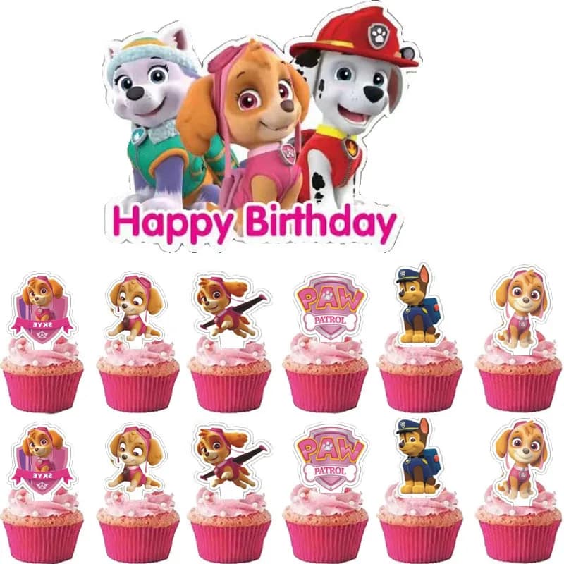 Decorazione per Torta PAW Patrol, Topper per Cupcake, Decorazioni per Feste di Compleanno, Accessori per Baby Shower, Forniture per Pasticceria Fai-da-Te, Articoli per Bambini e Ragazzi, Palloncini