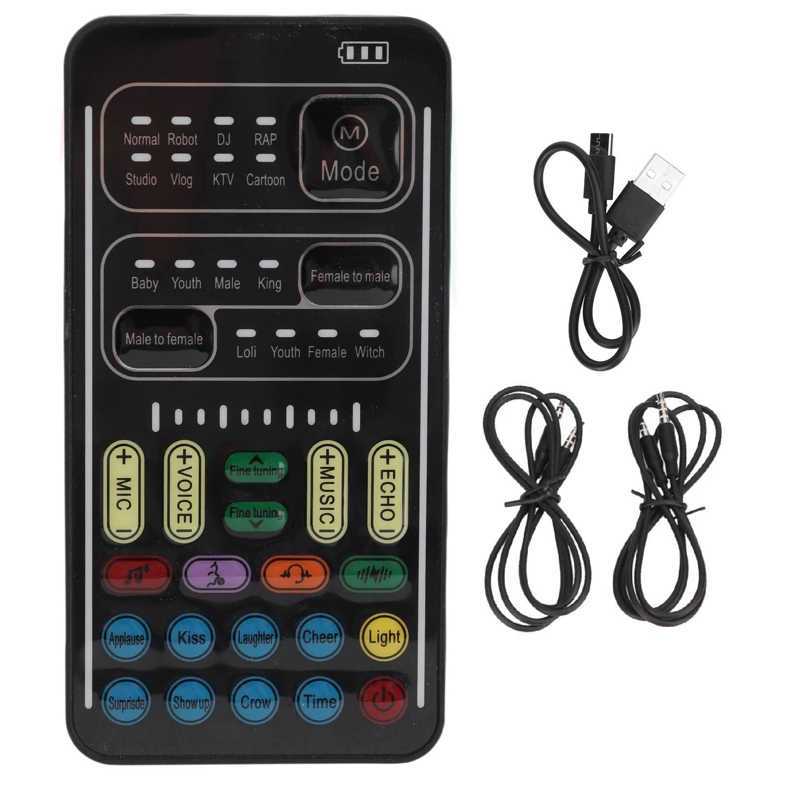 Cambia voce Disguiser audio portatile multifunzionale portatile ABS con 8 effetti sonori per computer cellulare Nero