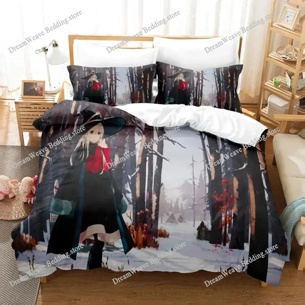 Set di biancheria da letto 3D The Journey of Elaina, set copripiumino con federa, biancheria da letto per letto singolo, matrimoniale, queen, king size 963963