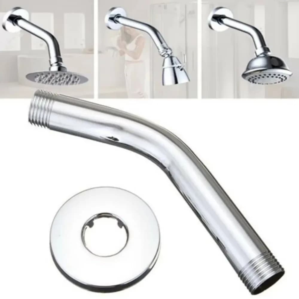 Nuovo Braccio Doccia in Acciaio Inox Montato a Parete Tubo di Estensione Argento Braccio Sostituibile Accessori per Bagno