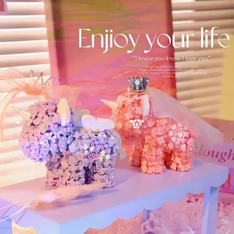 Giocattolo Blind Box con Unicorno e Fiori, Blocchi di Costruzione a Piccole Particelle, Ornamento Creativo da Assemblare, Regalo di Compleanno per Ragazzi e Ragazze