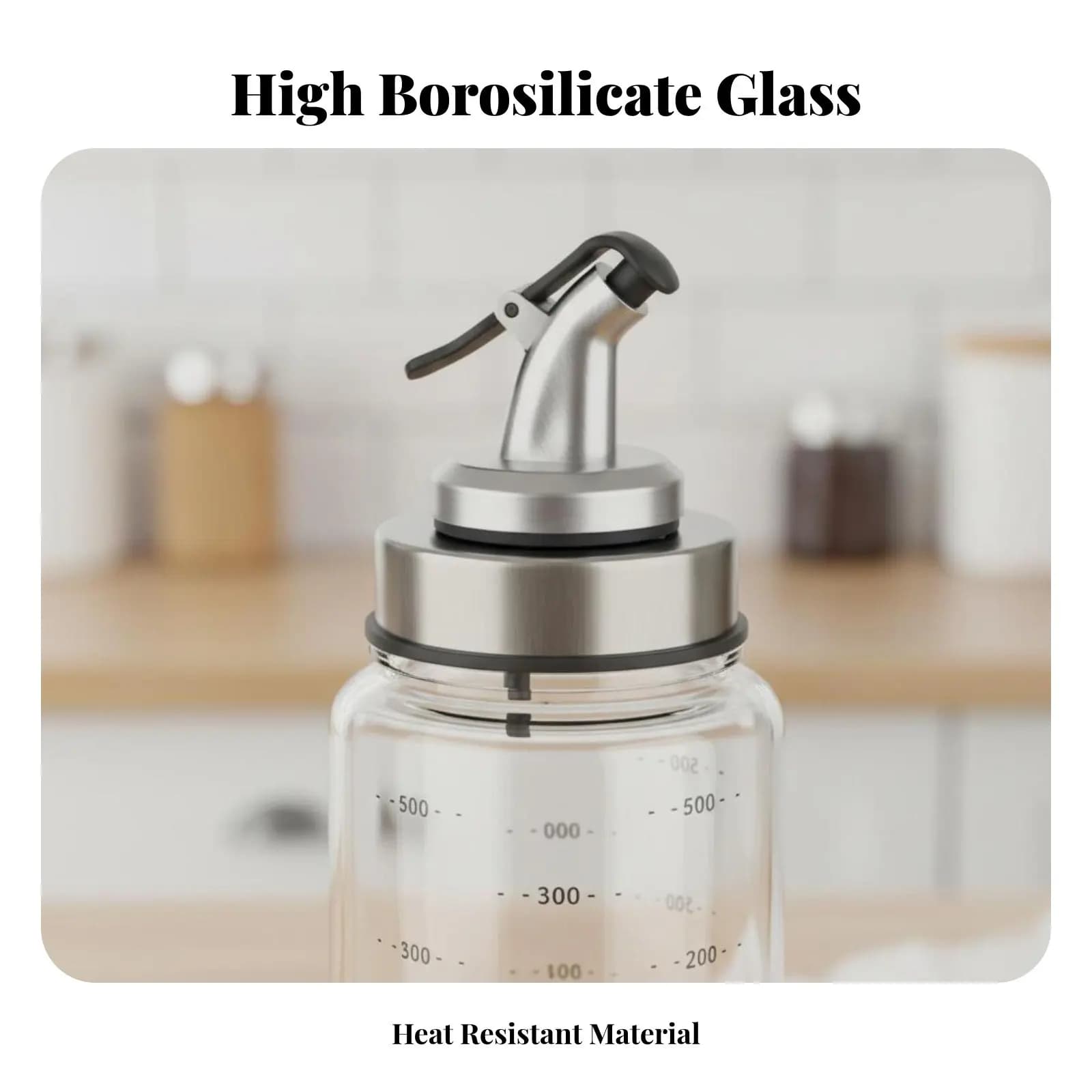 Glass Oil Bottle Leak-Resistant Leakproof Oil Dispenser Tilt-Activated Dispense Spout Bottle Food Grade Materials Kitchenware