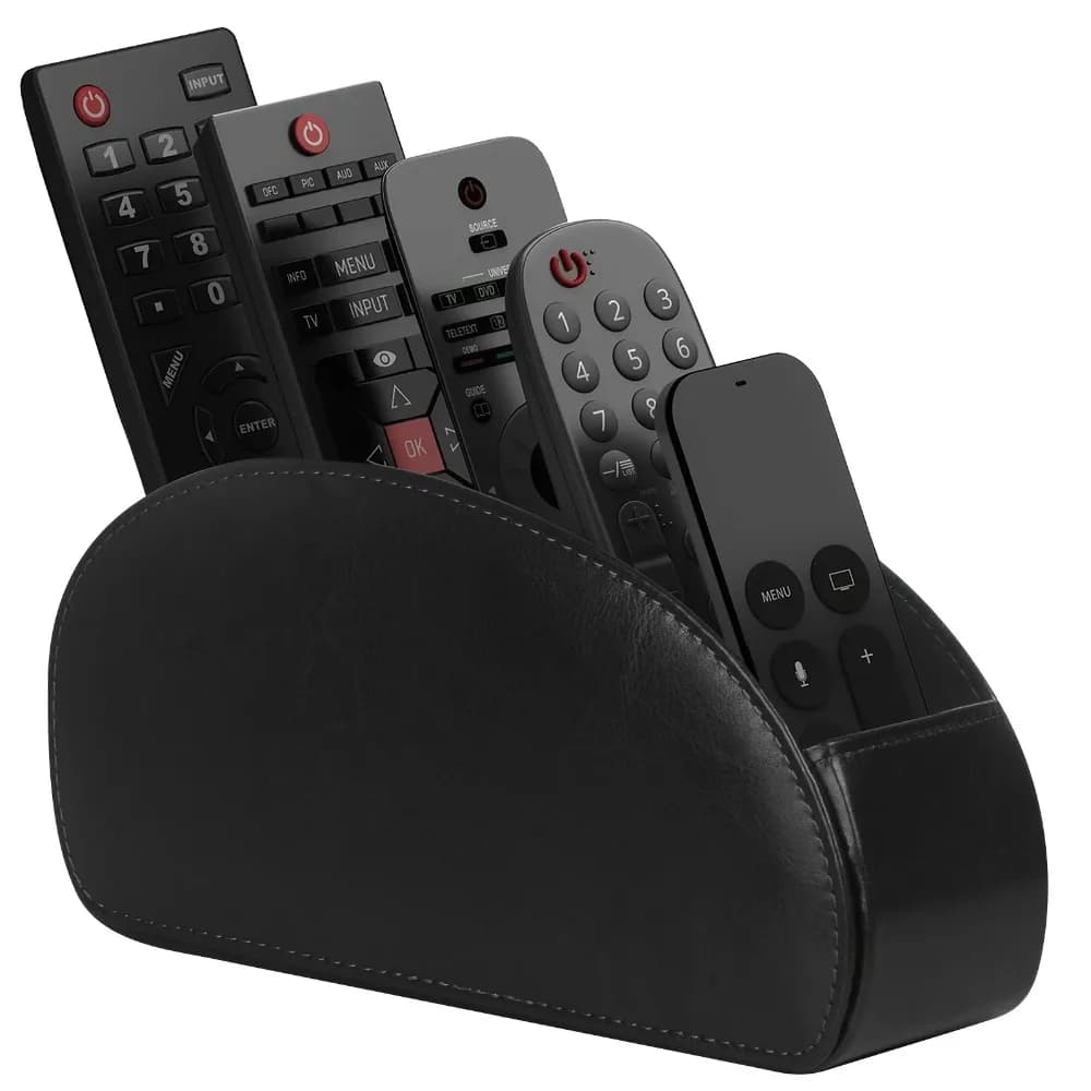 Desk Storage Box for PU Leather Living Room, Conditioner and TV Remote Control, 5 Switches