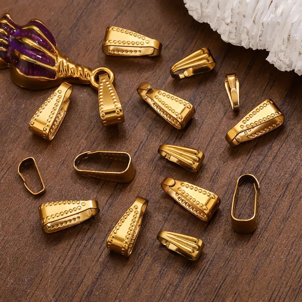 50 Pieces Stainless Steel Closure Stainless Steel Color Gold for Creation of Fa-da-Te Jewelry, Supplies for Necklaces, Wholesale Material