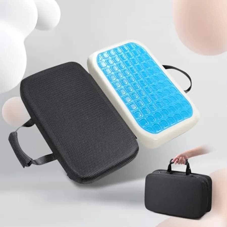 Cuscino per sedile in memory foam gel con rivestimento lavabile, cuscino per sedia spesso antiscivolo con maniglia portatile e tasca portaoggetti regolabile