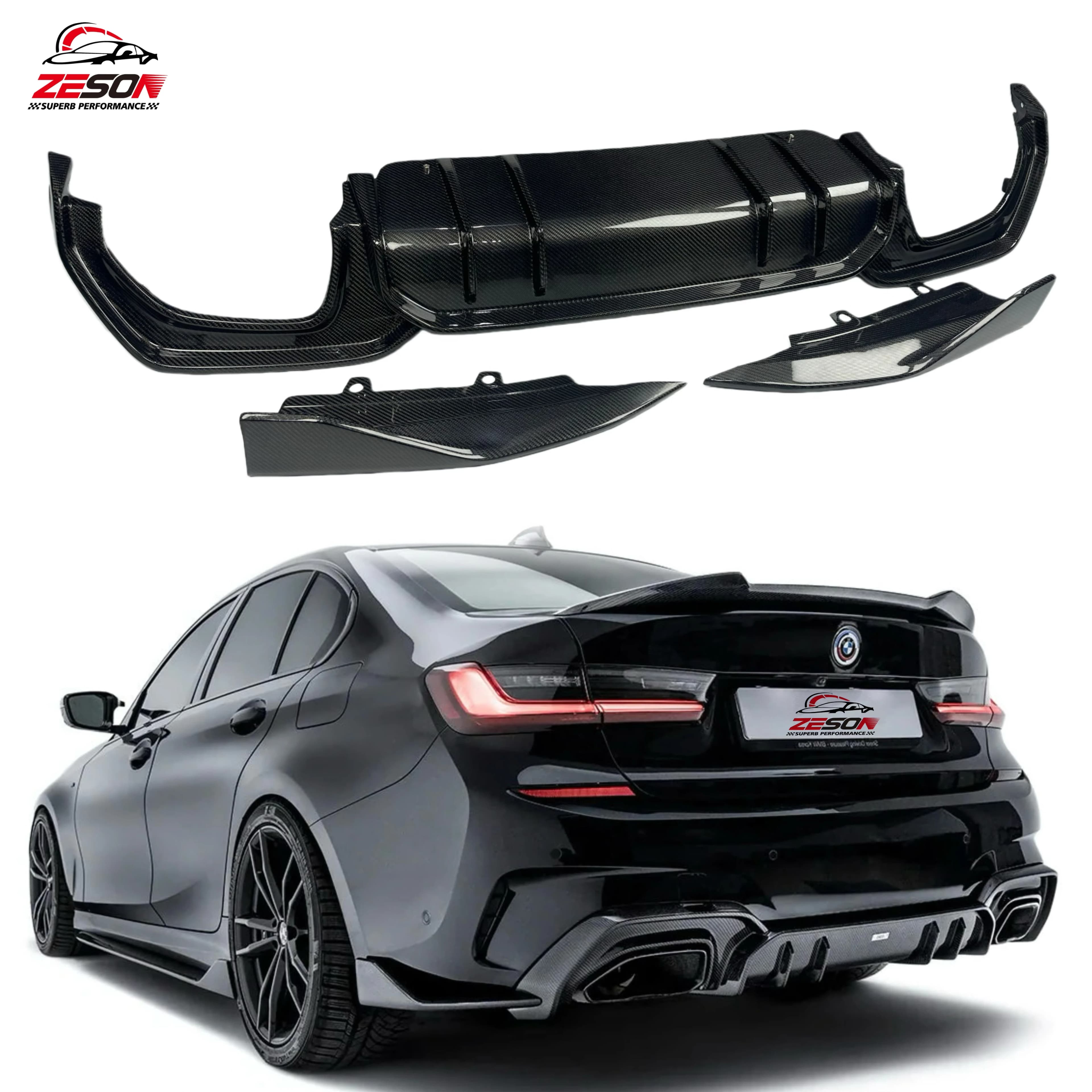 G20 330i M340i Sport Pre Lci Carbon Fiber Rear Diffuser AO Style for bm-w 3 Series G20 2019-2022 Rear Bumper Splitter in stock
