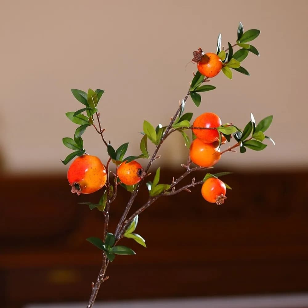 Fa-da-Te Artificial Melograno Coppers with 6 Fruits, Realistic Simulation, Fine Plastic Plants Hand-made for Interior and Exterior