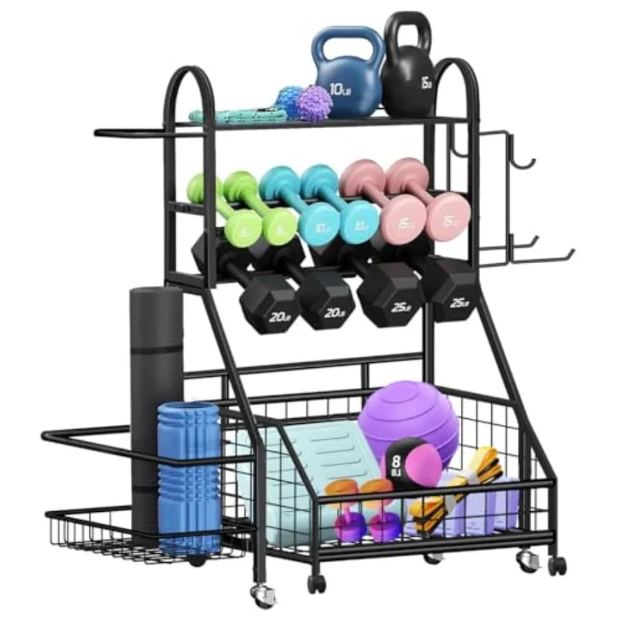 400 lbs Adjustable Manubri Door, Black Metal Organizer for Manubri and Kettlebell, with Yoga Mat and Foam Ball for Home Gym