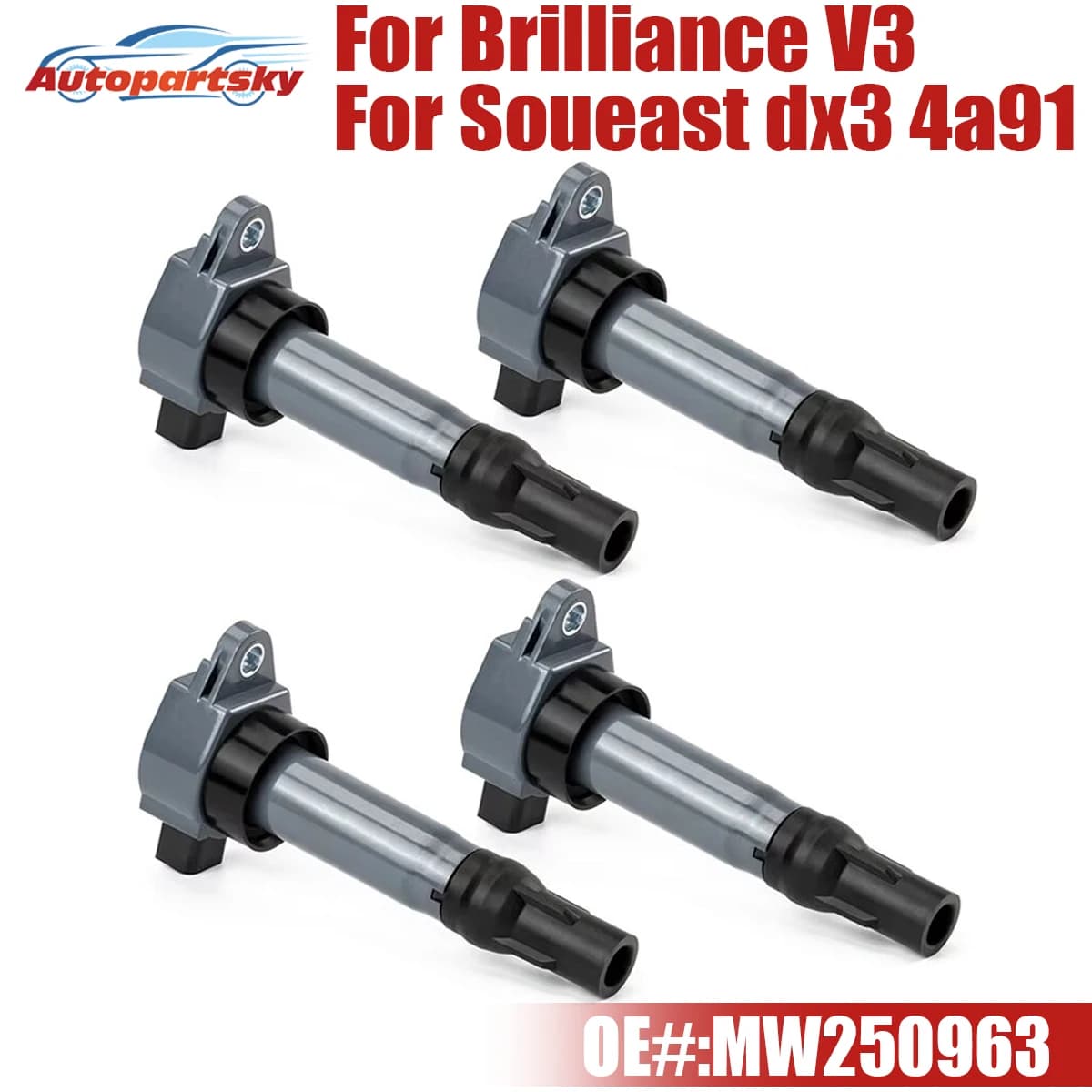 4 X bobina di accensione MW250963 per Soueast V3 DX3 per Mitsubishi 4A91 Colt Lancer Xpander Smart Forfour MW251981 3103115T 3102236L