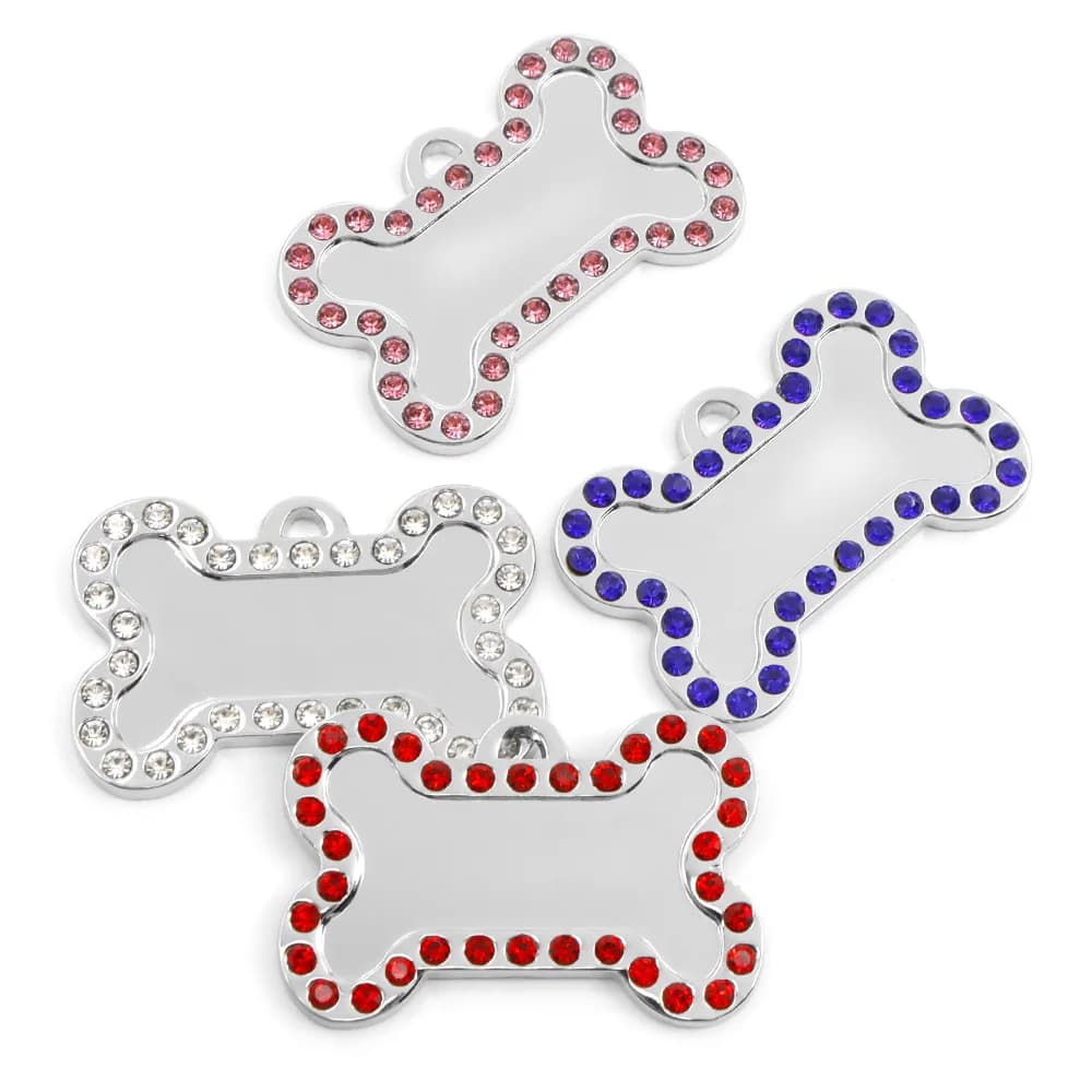 20 pezzi etichette identificative per animali domestici strass incisi nome numero indirizzo collare per cani gatto ciondolo collana per cuccioli accessori per ciondoli