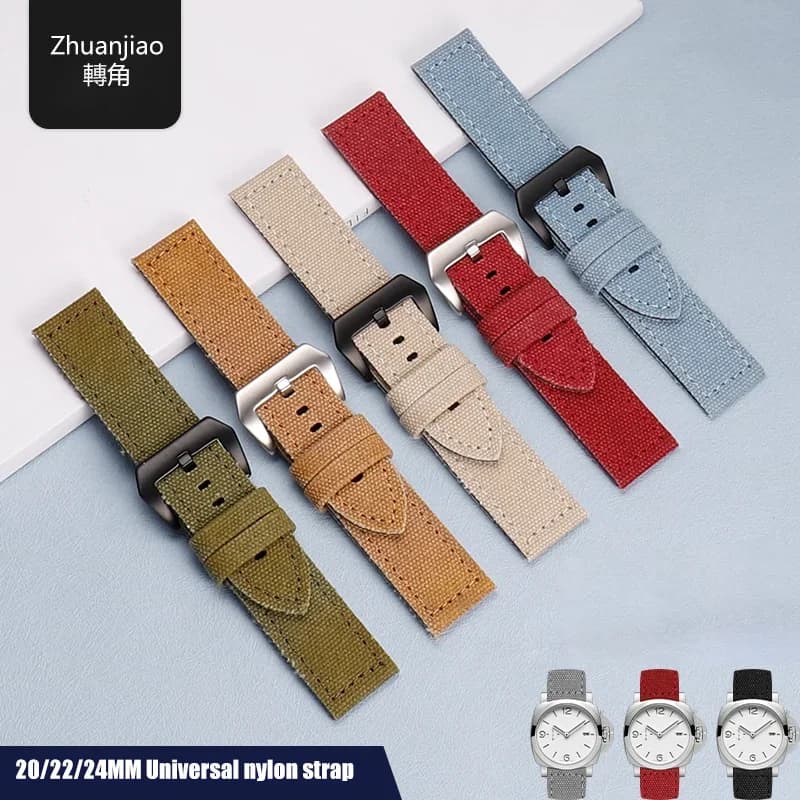 Cinturino per orologio in nylon con interfaccia diritta universale Fibbia ad ardiglione 20/22/24MM cinturino impermeabile per uomo donna cinturino da polso
