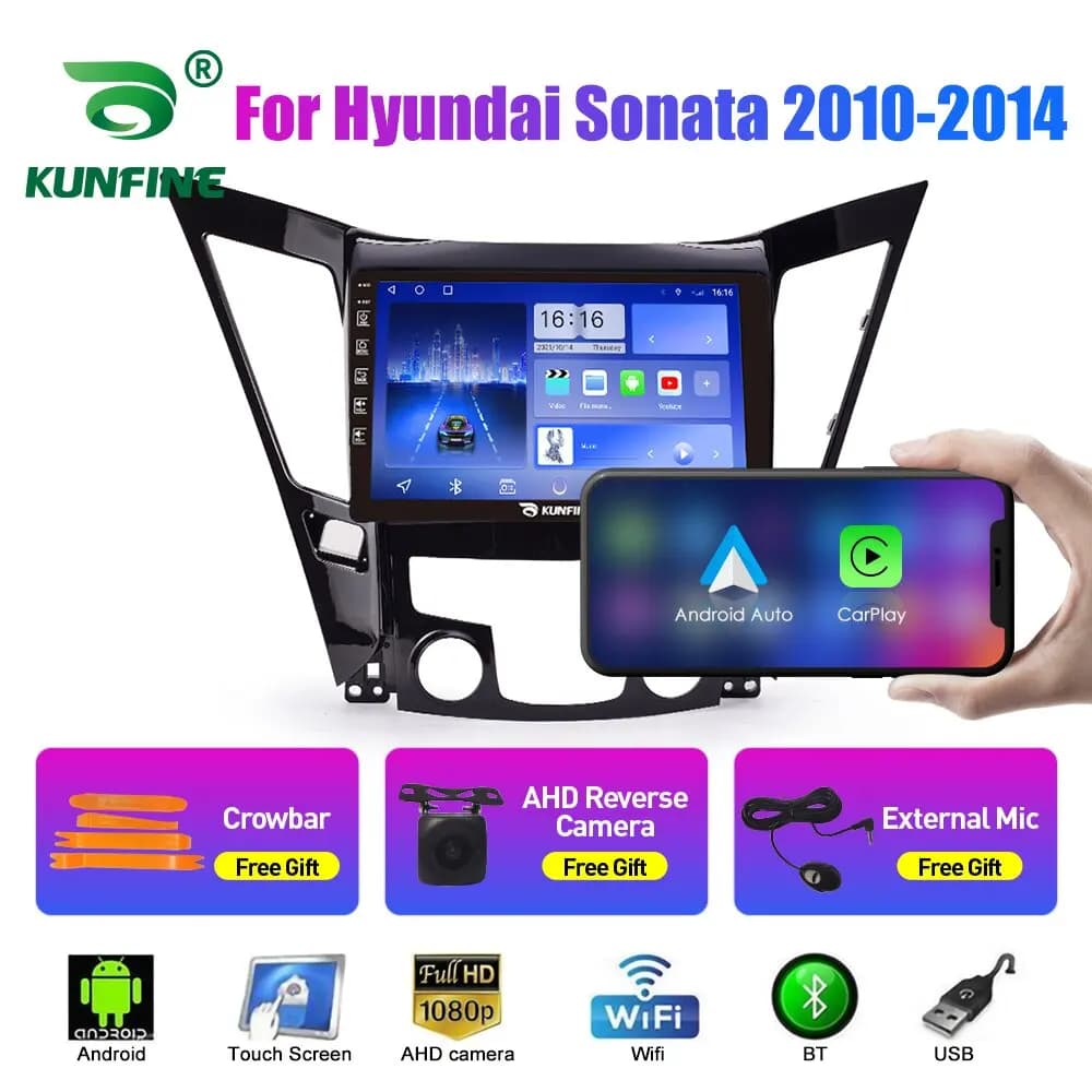 Autoradio da 10.33 pollici per Hyundai Sonata 2010-14 2Din Android Octa Core Car Stereo DVD Lettore di navigazione GPS Schermo QLED Carplay