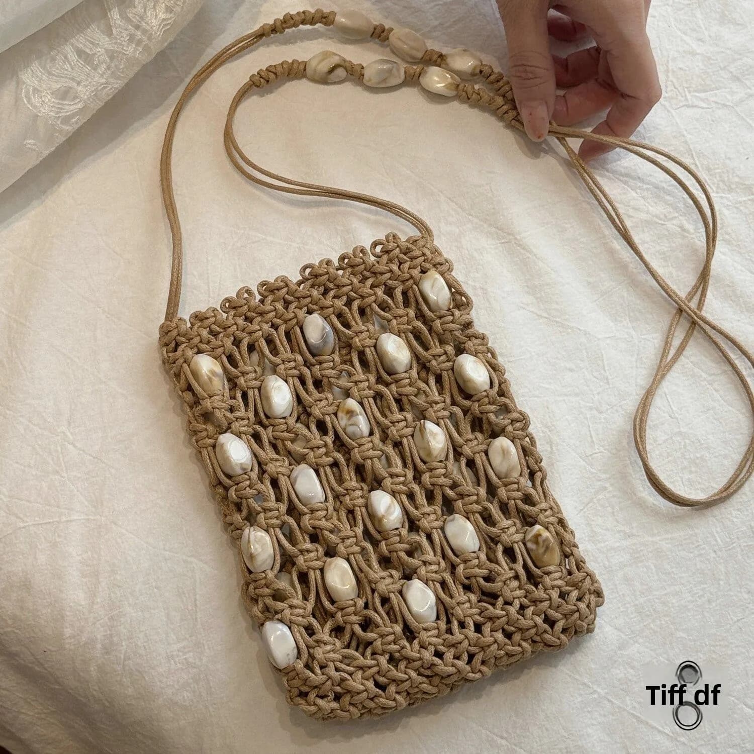 Summer Basket Weave Hollow out Design Mobile Phone Bag Crossbody Beach Vacation Versatile Small Women's Handbag