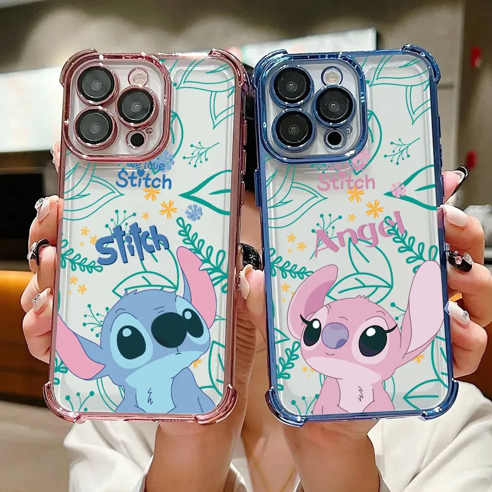 Custodia Antiurto Disney Stitch Anime per iPhone 17 Air 16 15 14 11 12 13 Pro Max 16e 17E 15 Plus 13 Mini