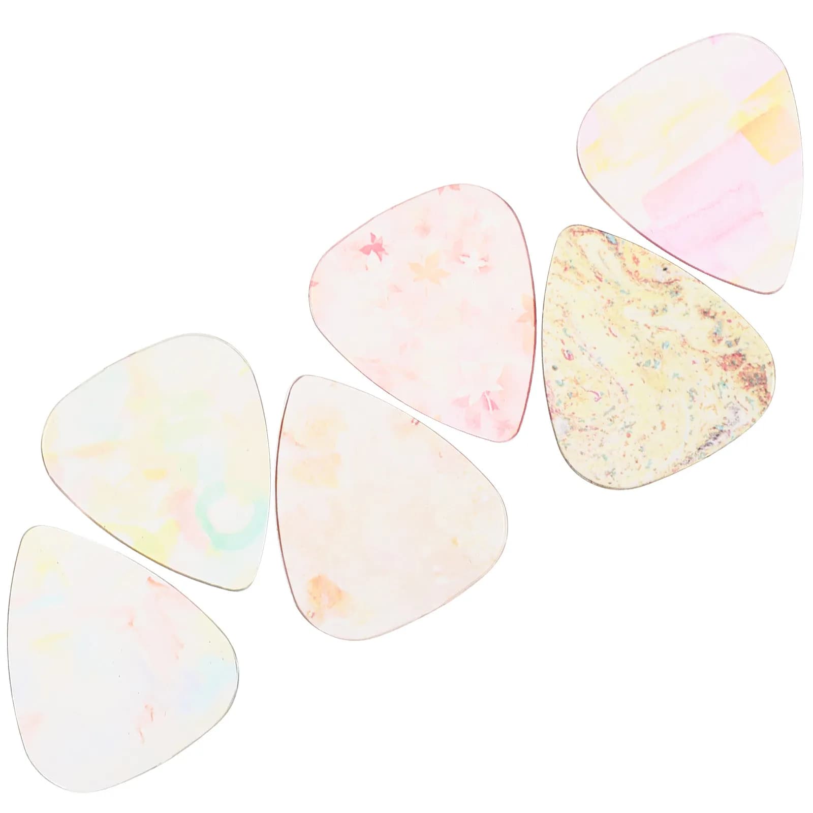 6Pcs Durable Plastic Guitar Picks Colorful Transparent Design Smooth Comfortable Feel for Various Guitars Bass Ukulele
