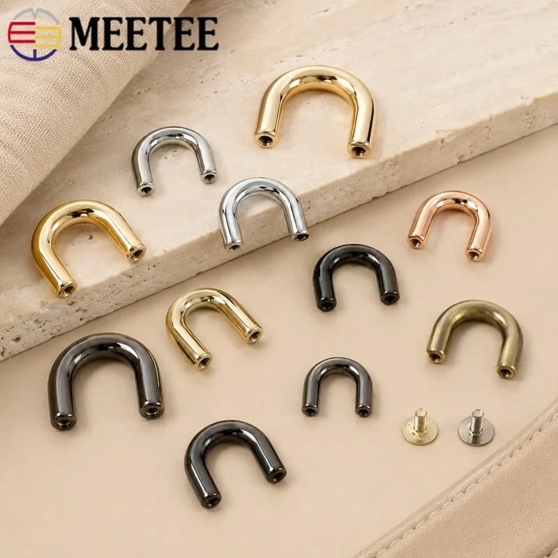 10-30Pcs 9-20mm Metal U Ring Buckles Carabiner Bag Clip Strap Detachable Screw Arch Bridge Dog Collar Crochet Hook Hardware Set