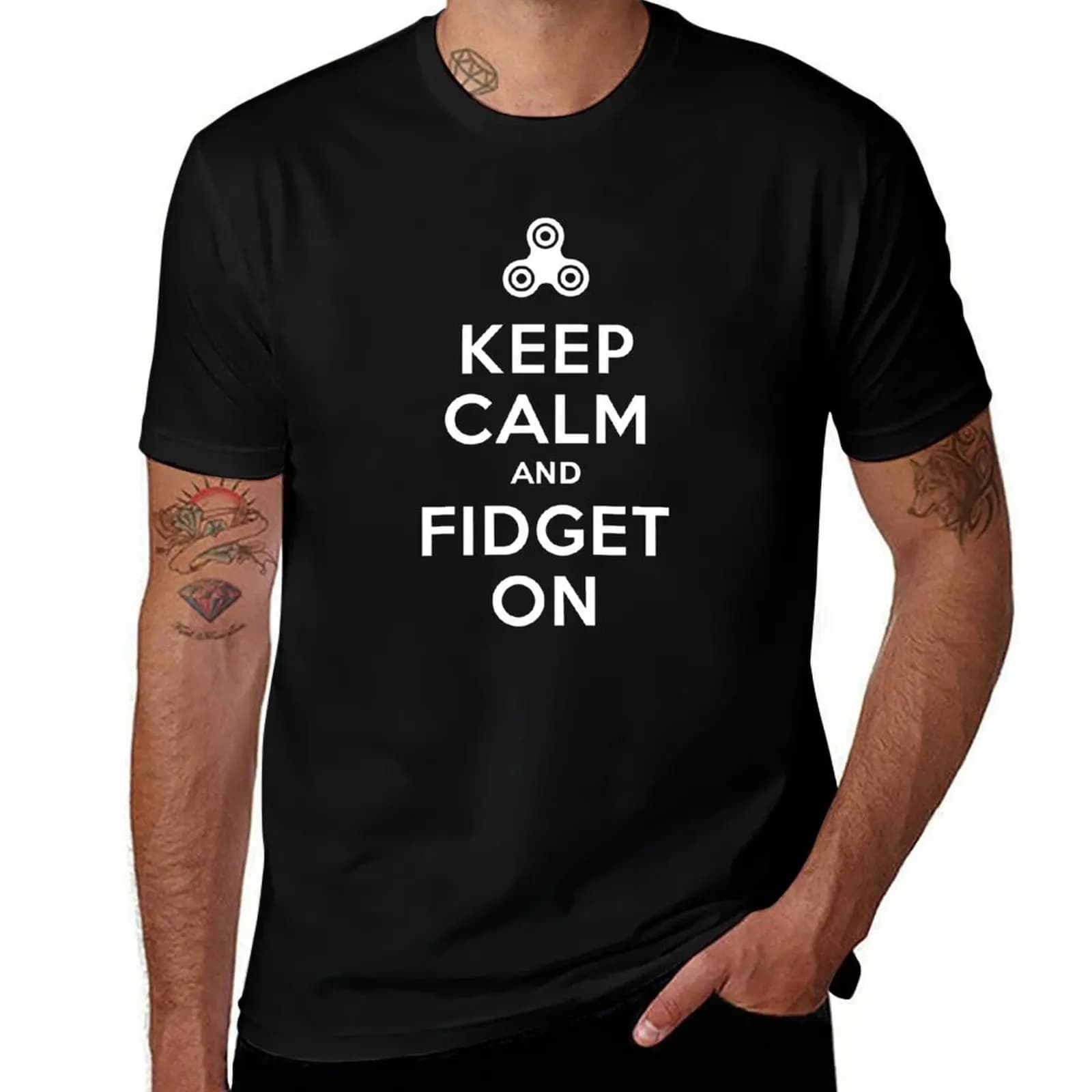 Tieniti calmo e divertiti - T-shirt Fidget Spinner a maniche corte per il lavoro quotidiano