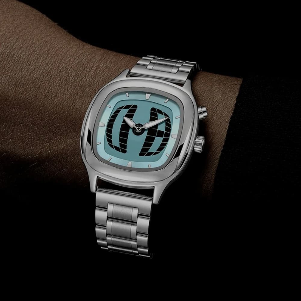 Y2K Blue Square Quartz Watch Alien Pointer Number Double Display Stainless Steel Working Watches Men's Dynamic Design AAA Clcok