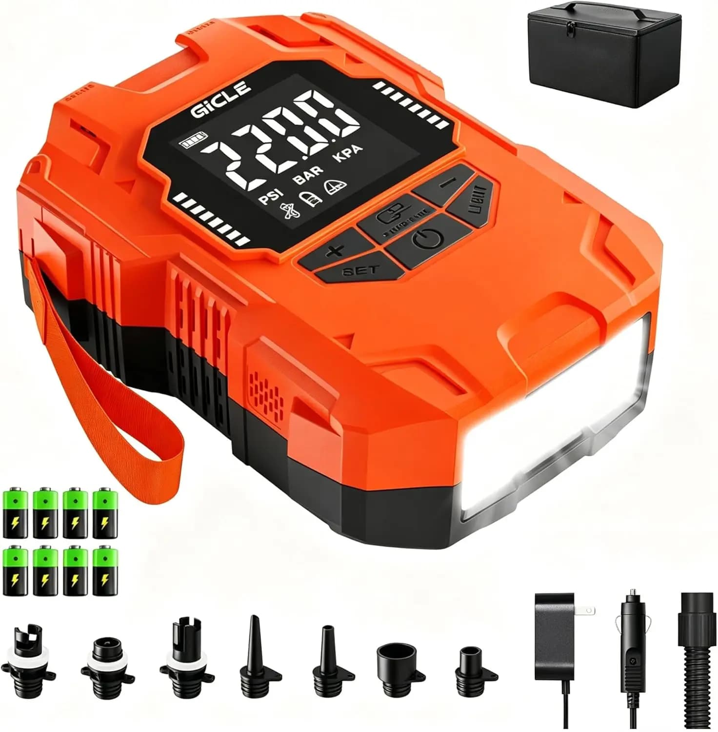 Pompa Elettrica SUP a Doppia Alimentazione 22PSI con Batteria e 12VDC, Spegnimento Automatico, Ricarica Rapida per Paddle Board Gonfiabili, Kayak, Tende da Campeggio