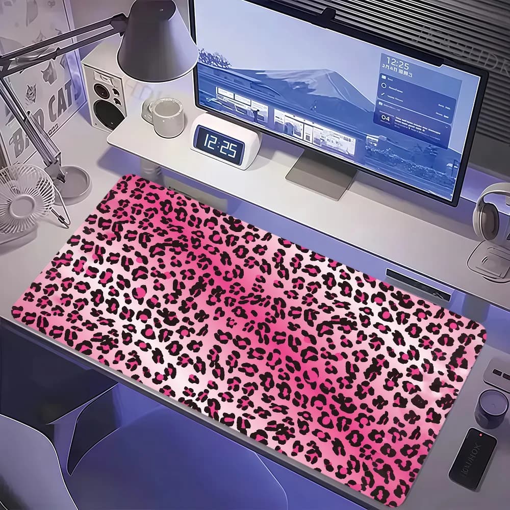 Pink L-Leopard Style Mouse Pad Non-slip Thickened MousePad Large Writing Lockedge Office Student Gaming Cushion