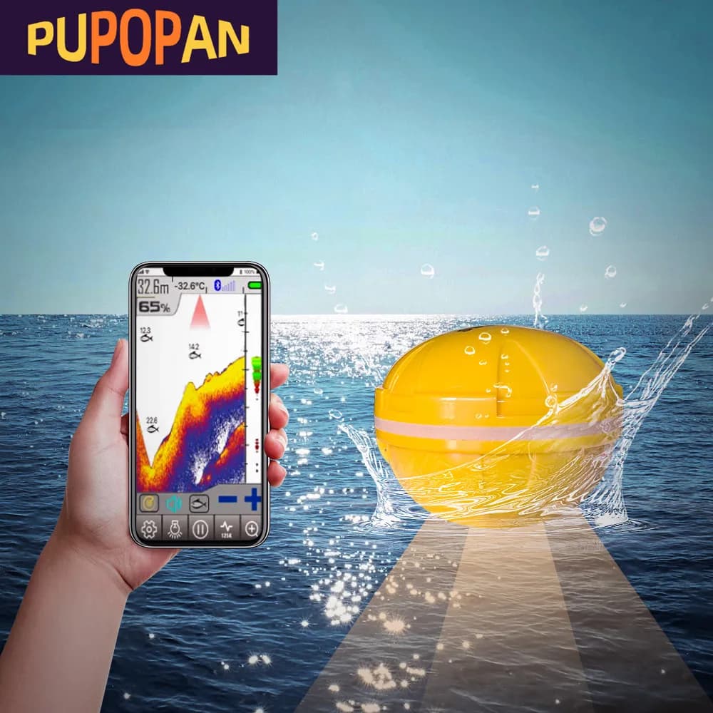 PUPOPAN 100M Brand New Smart Phone Fish Finder Sonar Bluetooth Intelligent Fish Finder Android e Ios Pesce Pesca visiva