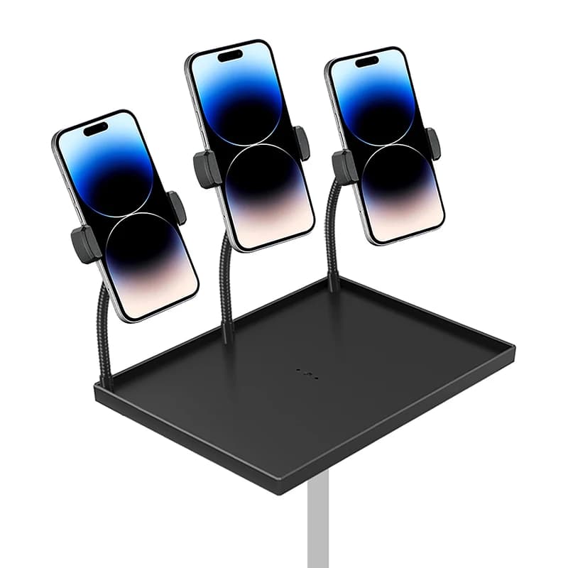 Supporto per Proiettore 25x18CM con Vassoio, Treppiede e Adattatore per Scheda Audio, in Plastica Nera con Vite da 1/4 di Pollice