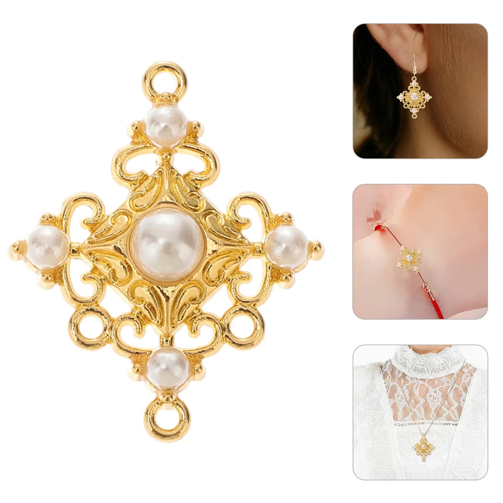 10 pieces of cross-shaped pendants with pearls, creative jewelry decorations, diy necklaces, earrings, pendants, multipurpose accessories for jewelry creation