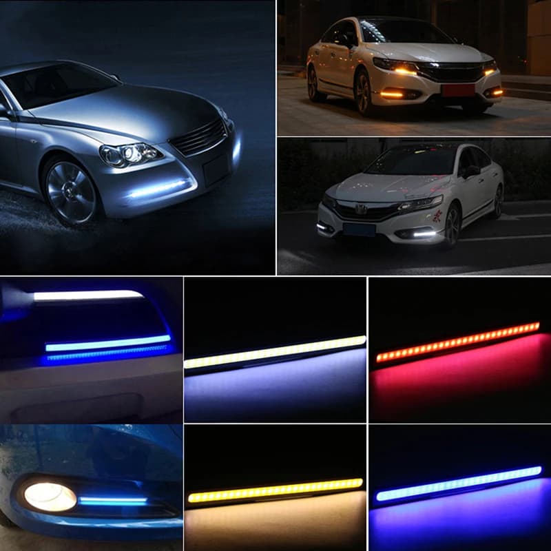 1PCS 17CM COB Luci LED universali Guida impermeabile Luci di marcia diurna Striscia 12V DRL Lampada Nebbia Bar Lampada Luci di striscia