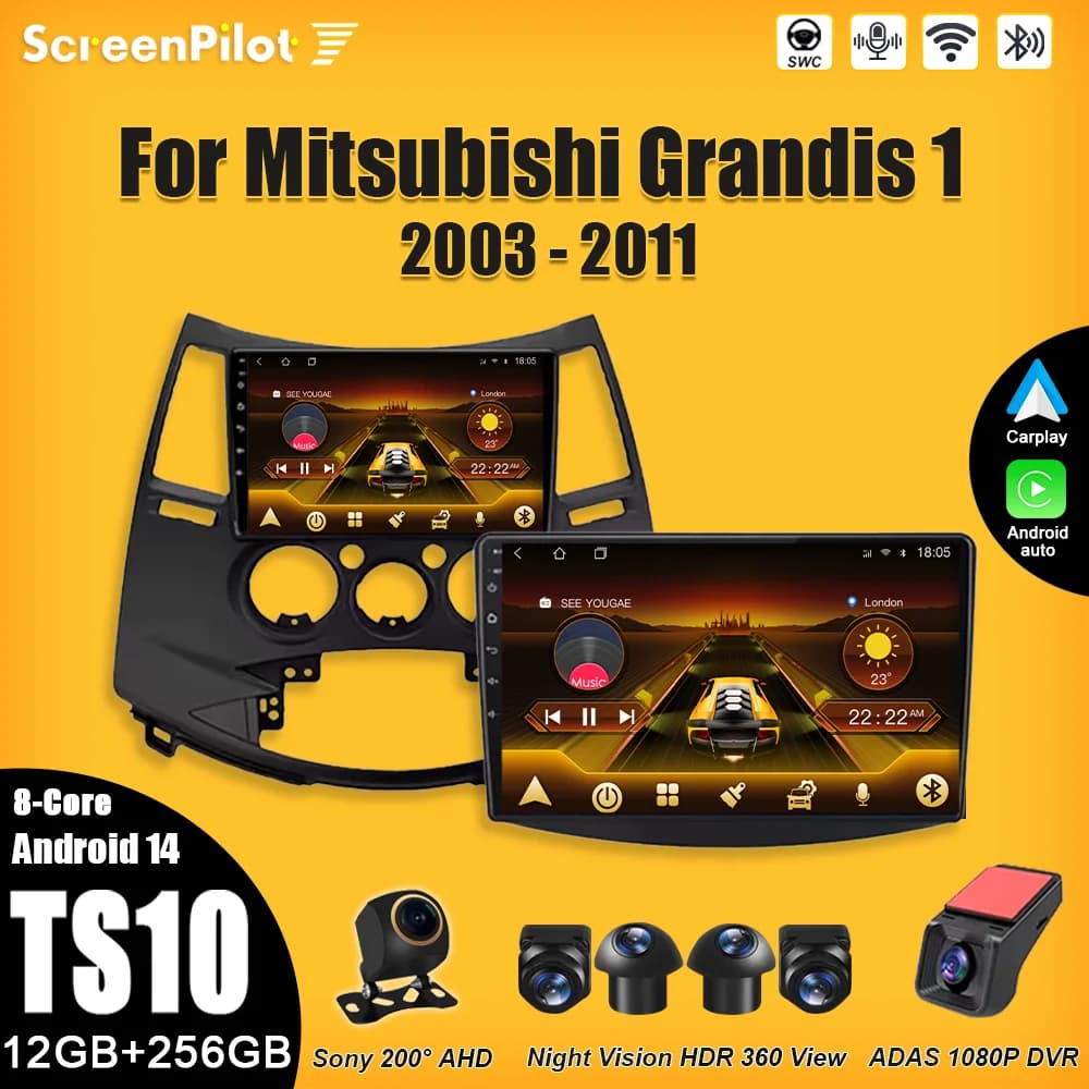 Android 16 per Mitsubishi Grandis 1 2003-2011 Autoradio 2 din Lettore multimediale video Navigazione GPS Mirror Link Bluetooth 5G