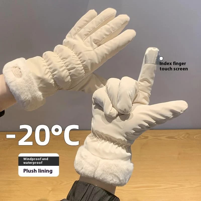 Guanti invernali da donna in velluto addensato caldo ciclismo alpinismo e sci guanti da moto in peluche antivento