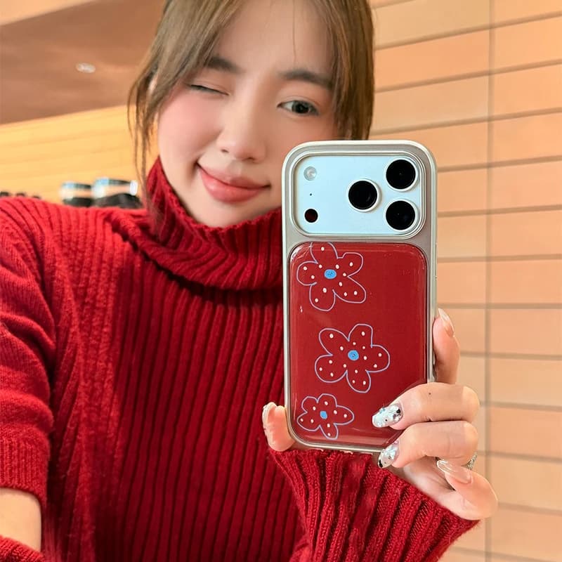 Cover per iPhone con Fiori Disegnati a Mano e Linee Elettroplaccate con Colla a Goccia per iPhone 17 Air 16 Pro Max 15 14 Plus 13 12 11