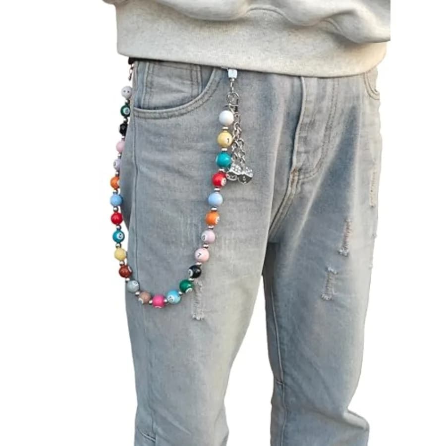 Long Wallet Pants Chains for Men Women, Single Layer Jeans Waist Poket Chain Bag Charm Keychain Accessories