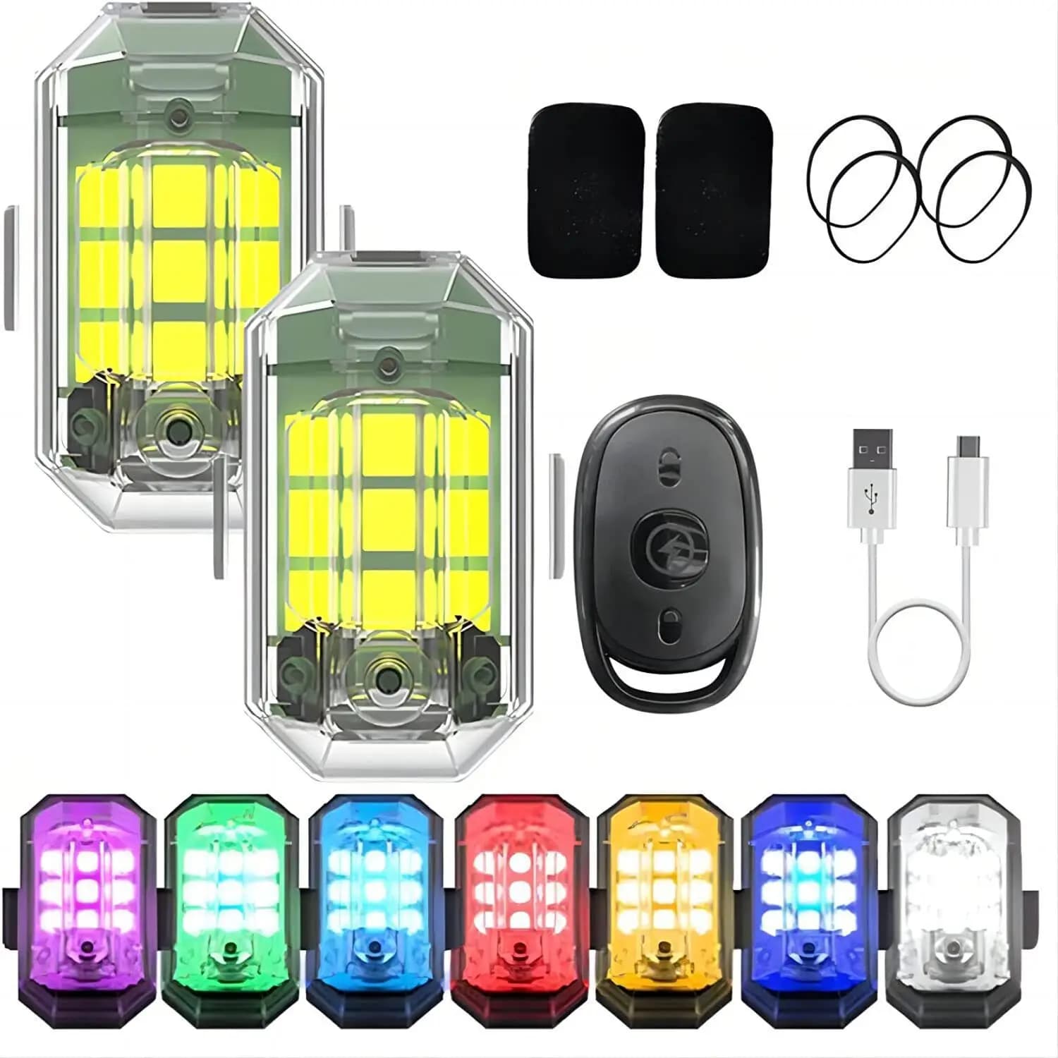 Luci LED Wireless per Moto e Droni RC, 1/2/4 Pezzi, Luci Lampeggianti per Aerei ad Ala Fissa, Elicotteri e Veicoli RC